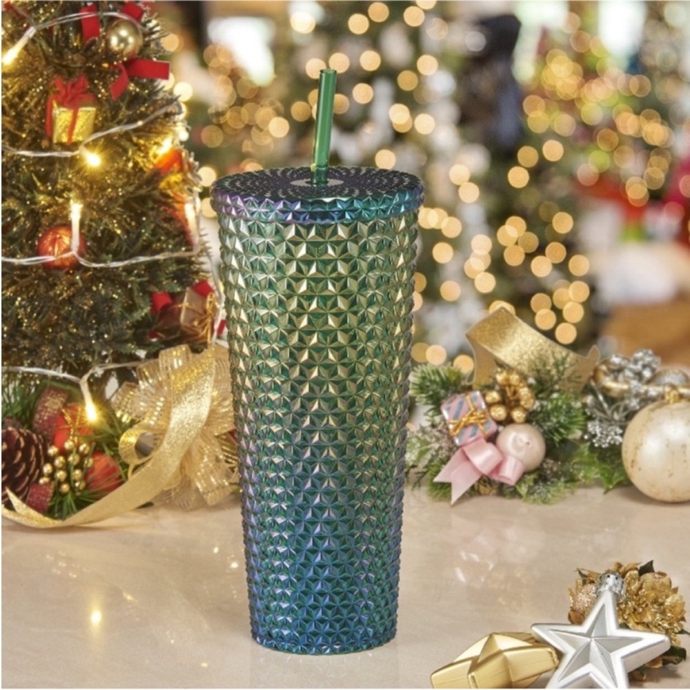Holiday time iridescent green 26 fl oz drinking‎ tumbler new